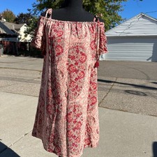 Madewell Paisley Print Off The Shoulder Dress Bohemian Chic Tassel M