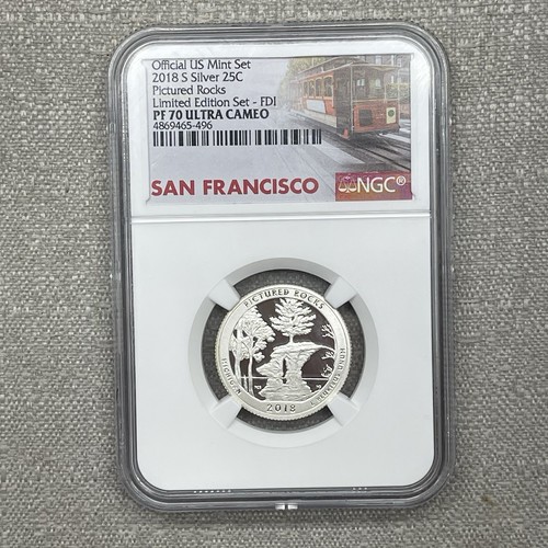 2018 S 25C REVERSE PROOF SILBER ABGEBILDET ROCKS QUARTER NGC PF70 ERSTTAGSAUSGABE