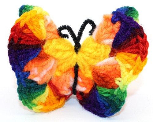 Handcrafted Grancore Crocheted Butterflies Lot of 4 Multicolored 3"x 3" MCM - Picture 3 of 9