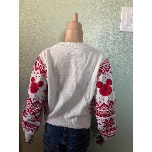 H&M Christmas Jacquard knit Sweater Red & White Mickey Kids Size 8 - 10 Used - Picture 5 of 11