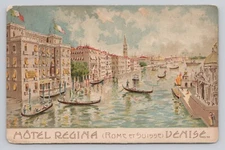 Hotel Regina Venice Italy Grand Canal and Gondolas c1910 Postcard