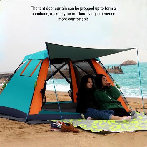 3-4 Person Camping Tent Waterproof Instant Setup Tent Square Top Tent N8Y6 - Picture 5 of 12