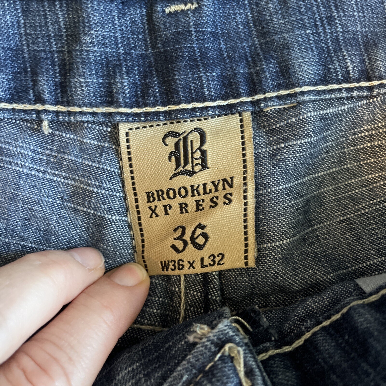 VTG Brooklyn Express Jeans Mens 36x31 Blue Baggy Loose Skater Y2K - View 5