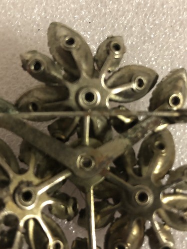 Vintage rhinestone brooch faceted flowers unknown maker beautiful smoky color - Picture 10 of 22
