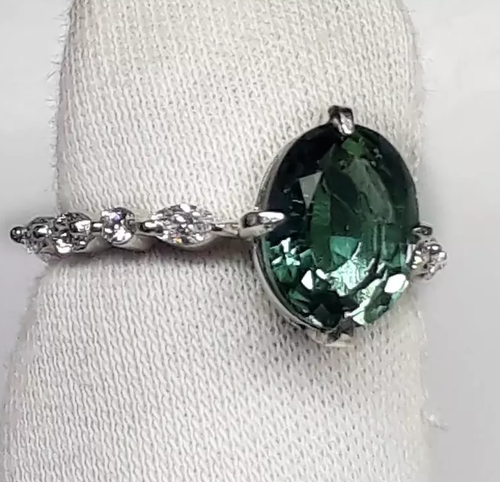 Teal Sapphire Women Ring Anniversary Birthday valentine day Gift For Her - Picture 2 of 5