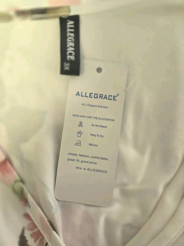 Allegrace Womens 3X 22W-24W White Rose Short Sleeve Crossover Tunic Top, NWT! - Picture 13 of 15