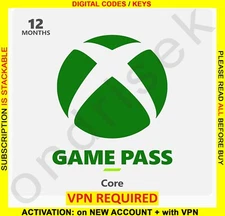 Xbox Game Pass Core 12 Month Live Gold with VPN
