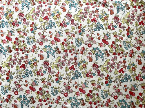 Liberty London Tana Lawn Cotton Red Blue Fruit & Floral 3 Yards - Picture 2 of 6