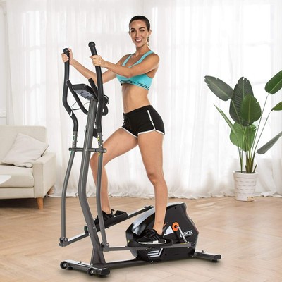 LCD Monitor ANCHHER Elliptical Machine Compact Elliptical Exercise Machine with 8 Magnetic Resistence Levels Heart Rate Sensor and 330lbs Weight Capacity for Indoor Home Gym