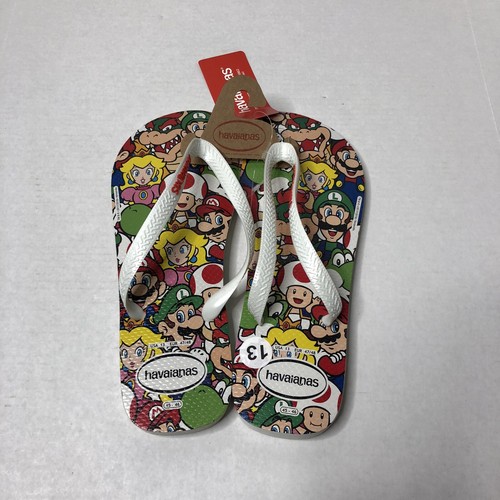 Havianas Super Mario Flip Flops Sandals Us Usa sz 13 EUR 47/48 Nintendo