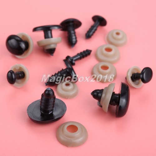 20/40Pcs Plastic Black Oval Safety Eyes Noses 5 Size Doll Puppet DIY Handmaking - Picture 7 of 13