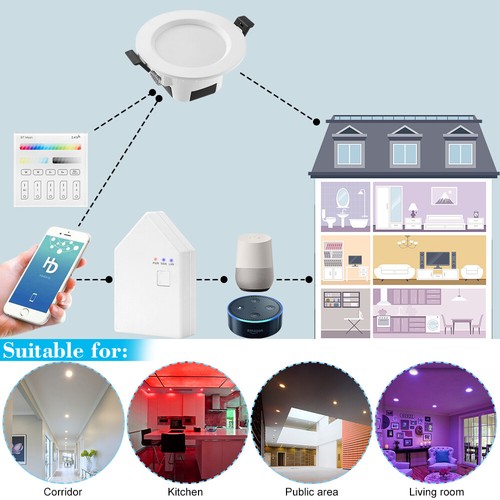 Bluetooth APP RGB+warmweiß+kalt LED Einbauleuchte 5W 9W Spot mit Fernbedienung - Afbeelding 11 van 21