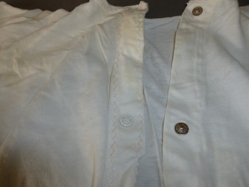 1950er Säugling Kleinkind gelb/rosa/Baumwolle vorne offen Bandverschluss Top & Nachthemd - Bild 8 von 11