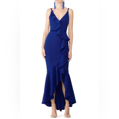 Marchesa Notte Royal Blue Ruffle Gown size 4