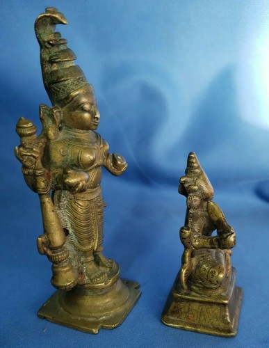 16th-18th century bronze hindu statues Vishnu & Shakti Durga lot of 3 - Picture 7 of 16