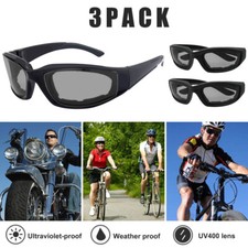 Glasses Sunglasses Gray Flash Lens Motorcycle Padded Foam Wind Resistant Riding