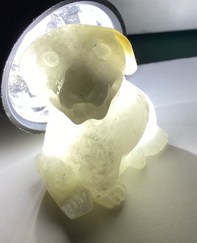 Light Green Full Body Figurine Jadeite Dog Translucent - Picture 10 of 13