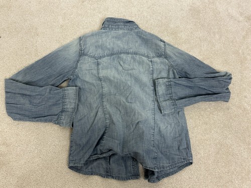 Gap Shirt Boys Youth XXL Blue Chambray Snap Button Roll Tab Youth Kids - Picture 8 of 12