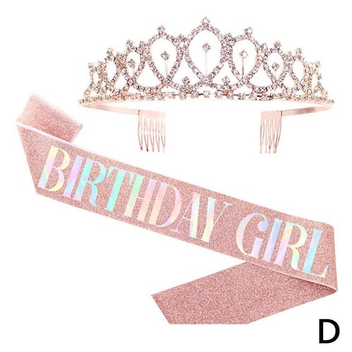 Geburtstag Diadem und Schärpe Set Strass Prinzessin Krone für Geburtstag Party Geschenk [ - Bild 22 von 22