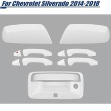 White Mirror Tailgate Door Handle Trim Set For Chevy Silveradogmc Sierra 14-18