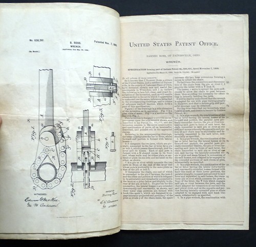 1899 Original US PATENT CERTIFICATE Document LINK CHAIN WRENCH Tool PAINESVILLE - Picture 3 of 3