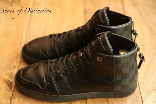 Louis Vuitton LV Monogram Black Leather Shoes Hi Tops Trainers UK 7 US 8 EU 41 - Picture 4 of 11