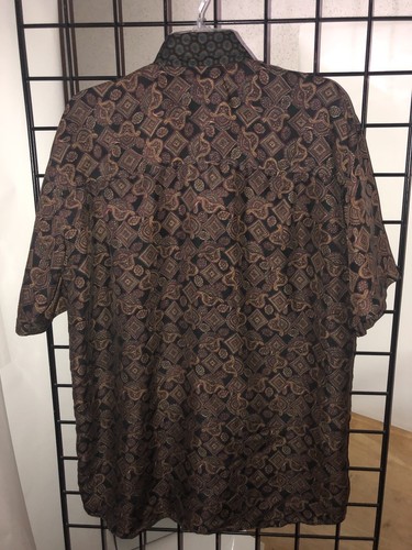 Men's MAXDECO 100% Silk S/S Buttonfront Colorblock Shirt size S/M - Picture 2 of 5