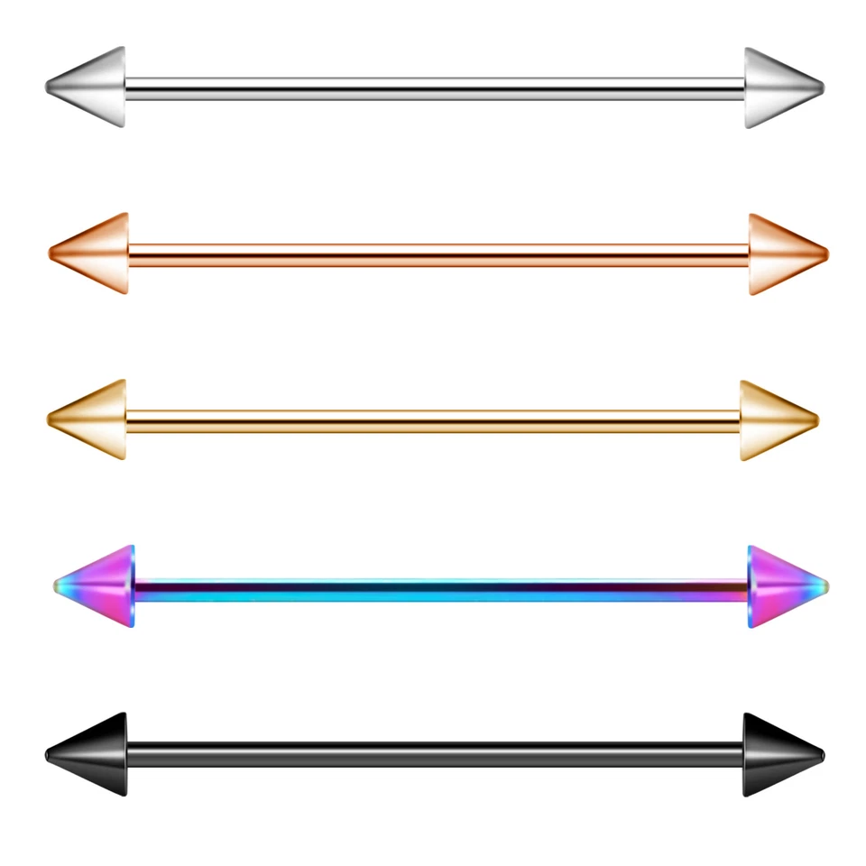 Piercing de cartílago cadena acero inoxidable barra pendiente industrial surtido 14G Foto 2 de 4