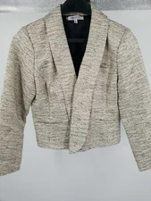 Jennifer Lopez Womens Striped Polyester Long Sleeve Open Front Blazer M Lined