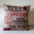 Retro Movies Theatre Cinema TV Room Square Cotton Linen Cushion Covers 45x 45cm