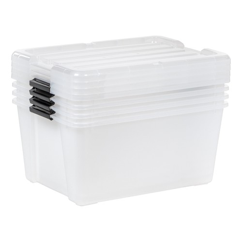 45 Qt. Plastic Storage Bins with Lids, Clear, Latching, Stackable, Totes, 4Pk - Picture 7 of 9