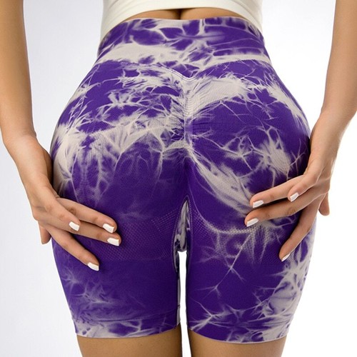 Women's Shorts Push Up Tie Dye Gym Booty Lifting Sports Wear Women Fitness Yoga - Picture 10 of 13