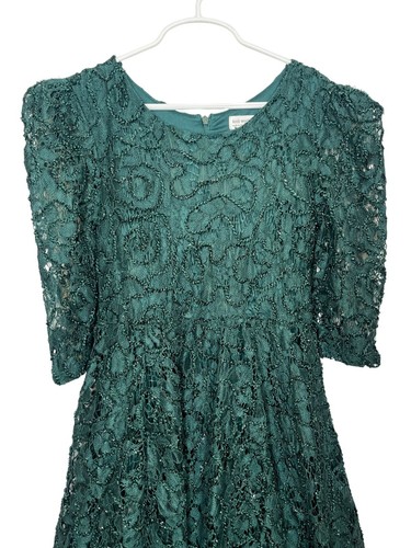 Knit Works Dress Girls Size 12 Kids Fit and Flare Lace Green Holiday Fall Party - Picture 2 of 13