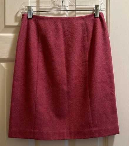 90s Vtg Ann Taylor Womens 4P Mini Skirt Petite Rose Color Wool/Nylon Blend Lined - Picture 2 of 4