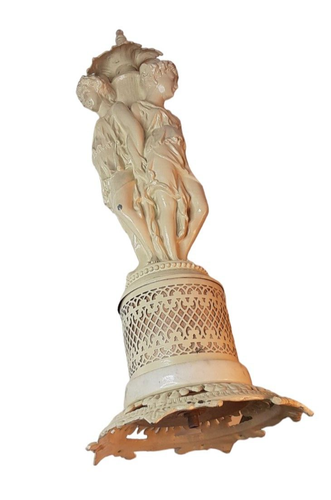 Mid Century Metall italienische florentinische Stil drei Dame weiße Statue 19,5" hoch - Bild 17 von 18