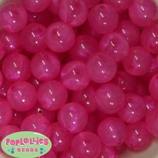20mm Hot Pink Frosted Style Acrylic Bubblegum Beads 20pc lot Gumball Chunky