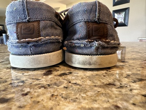 Sperry Top Sider Men's Authentic Blue Denim Speckled Slip On Boat Shoes Size 10? - Picture 5 of 13