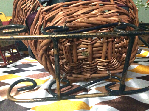 Christmas Wicker Sleigh W/Holly Leaves Metal Runners ribbon accent Vintage Decor - Picture 7 of 7
