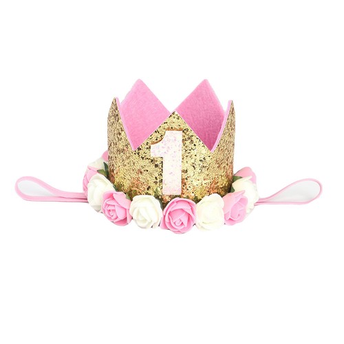 Baby Infant Girl Kid Pink Hair Band Birthday Party Sequin Flower Crown Headband - Picture 13 of 52