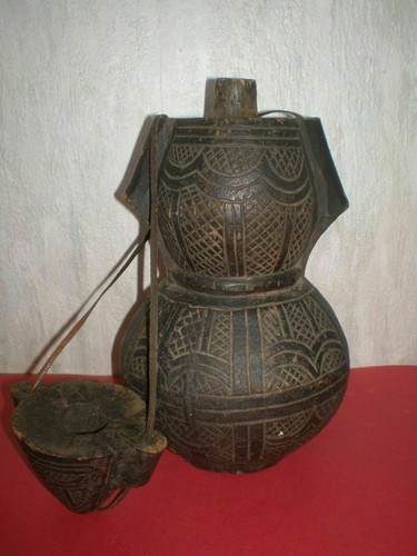 Antique Islamic, Middle Eastern, Arabic wooden Water Jug from the 19th century - Picture 8 of 12