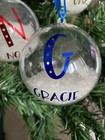 personalised baubles christmas tree Blue Snow Filled “GRACIE”
