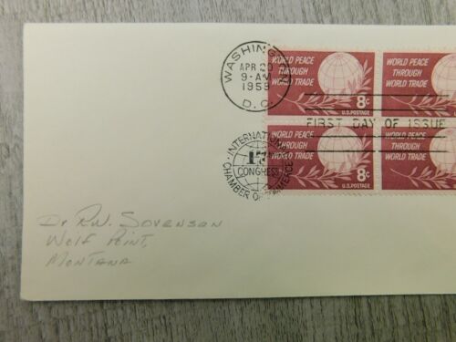 First Day Of Issue WA DC 1959 World Peace Through Trade VTG Stamp Envelope Cover - Picture 3 of 4