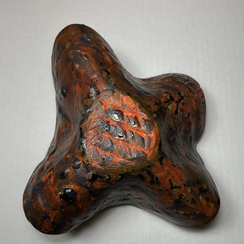 Vintage MCM Art Pottery Ashtray Trinket Bowl 8” Handmade Heavy Glaze Unique - Picture 10 of 12