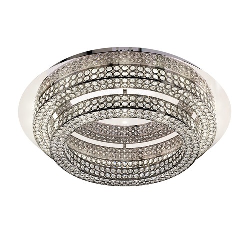 JM Engaged 26" Two Tier LED Chrome Flush Mount with Clear Crystal Accents - Picture 3 of 4