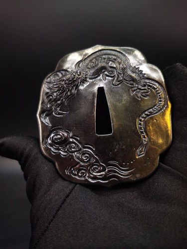 Japanisches Schwert Wolkendrache Muster Tsuba für Tachi und Hand-Tachi, Y164