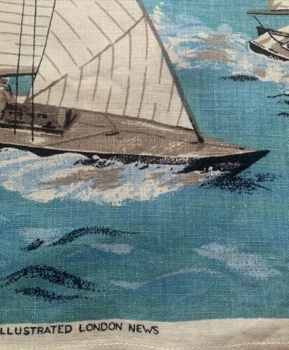 Ulster Irish Linen Vintage 1966 Yachts Dinghies Newport-Bermuda Tea Cloth Towel - Picture 7 of 17
