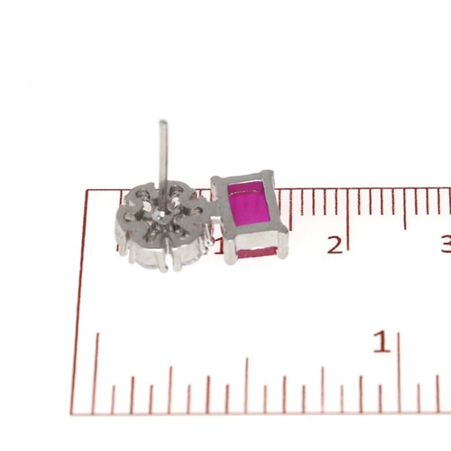 Womens Silver Plated Floral Style Cubic Zirconia Stud Earrings - Picture 10 of 36