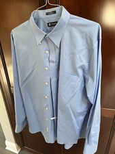 Mens Chaps Wrinkle Free Long Sleeve Blue Button Front Shirt 17 17 1/2 34-35 XL