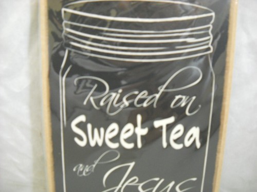 Raised on Sweet Tea & Jesus Mason Jar Southern Kitchen Country Home Wall Sign - Picture 2 of 5