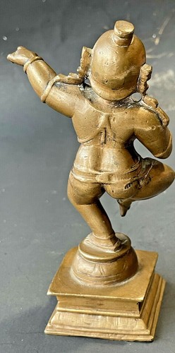 Vintage antique repro Lost wax cast bronze Dancing Bala Lord Krishna Figurine - Picture 9 of 12
